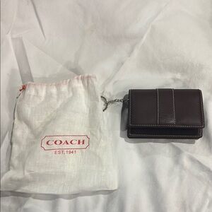 Coach Chocolate Leather Wallet with Chain